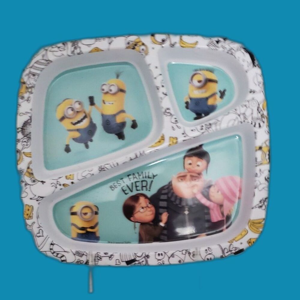 Zak Designs Minions 3section kids plate, featuring characters from Despicable Me